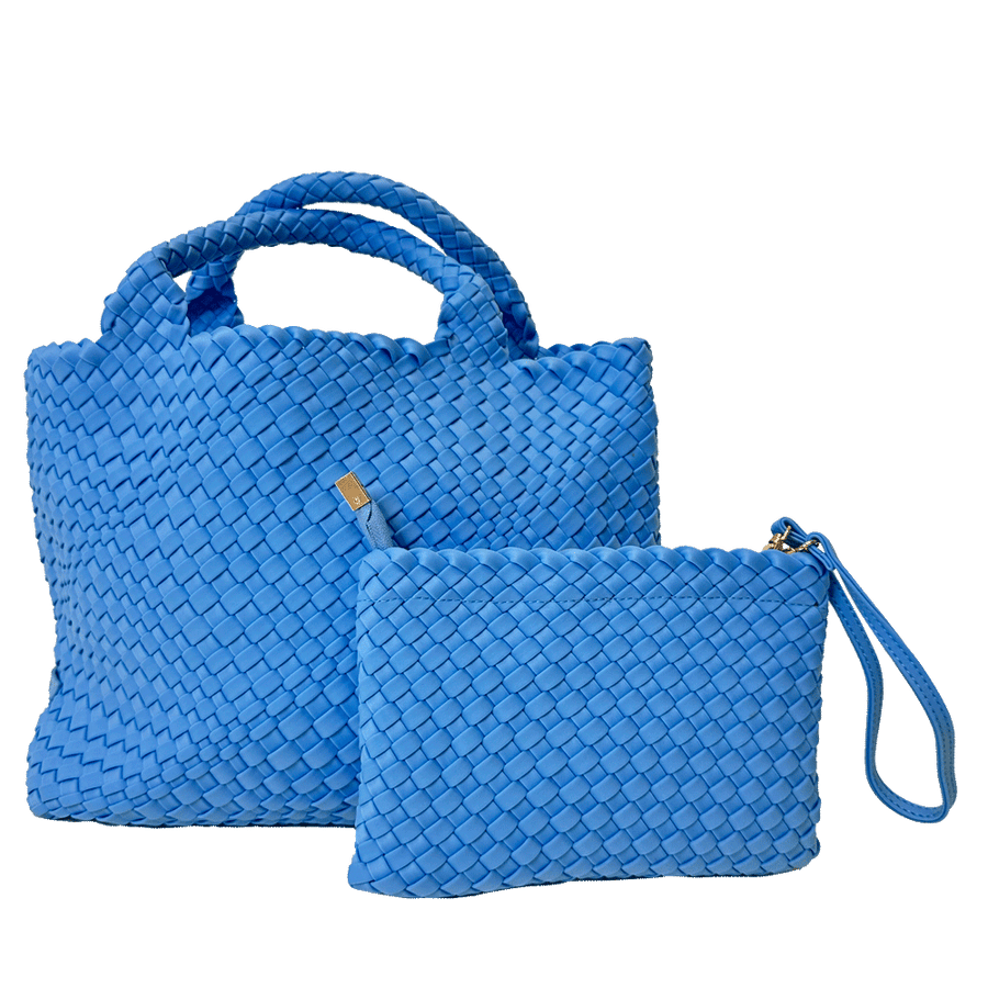 Ahdorned Handbags SKY BLUE Ahdorned Lily Woven Neoprene Tote with Pouch Assorted Colors