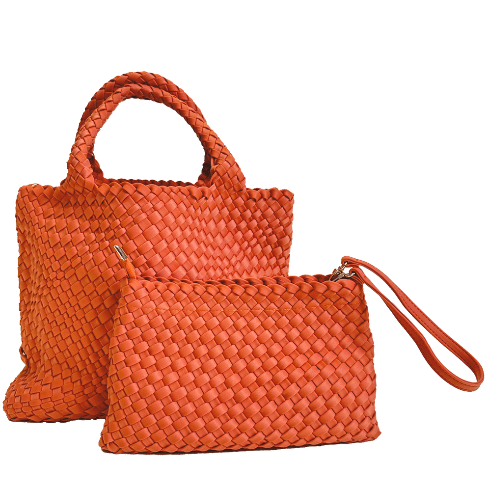 Ahdorned Handbags PUMPKIN Ahdorned Lily Woven Neoprene Tote with Pouch Assorted Colors