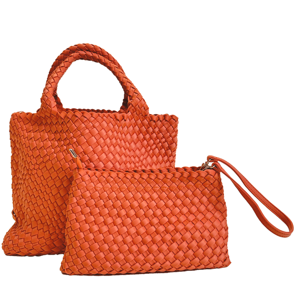 Ahdorned Handbags PUMPKIN Ahdorned Lily Woven Neoprene Tote with Pouch Assorted Colors