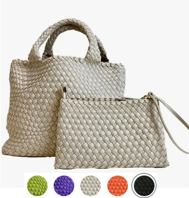 Ahdorned Handbags Ahdorned Lily Woven Neoprene Tote with Pouch-Fall Collection