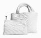 Ahdorned Handbags WHITE Ahdorned Lily Woven Neoprene Tote with Pouch-Fall Collection