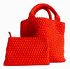 Ahdorned Handbags ORANGE Ahdorned Lily Woven Neoprene Tote with Pouch-Fall Collection