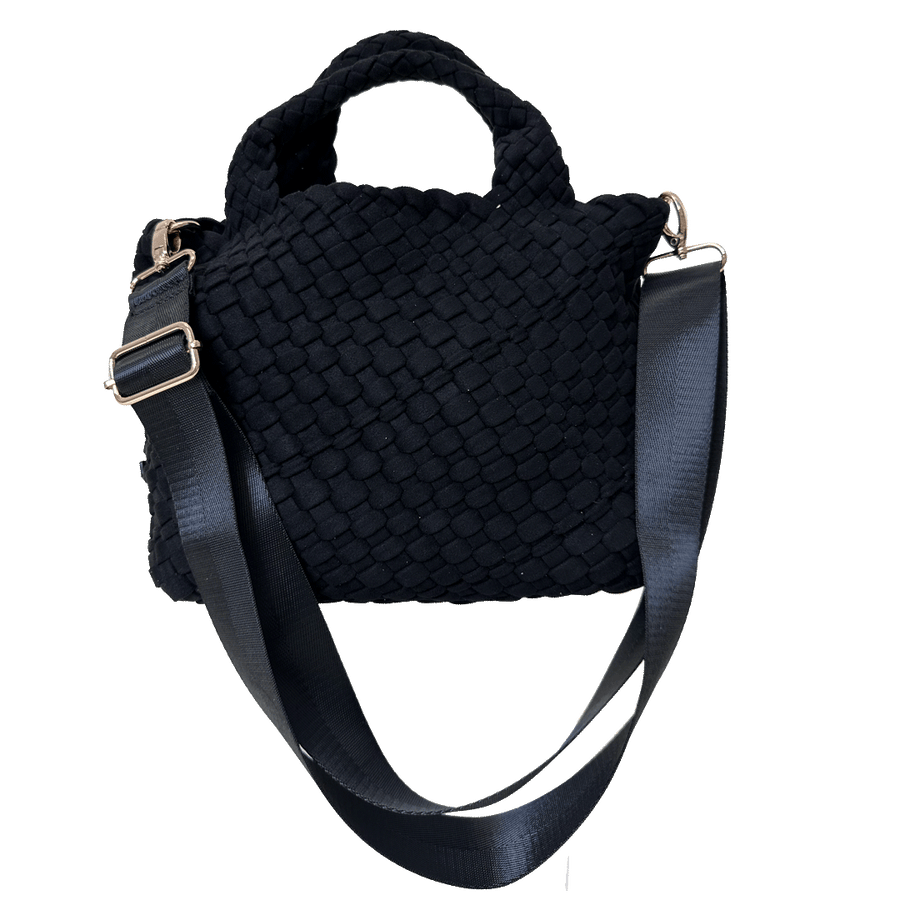 Ahdorned Handbags Black Ahdorned Linda Woven Velour Tote