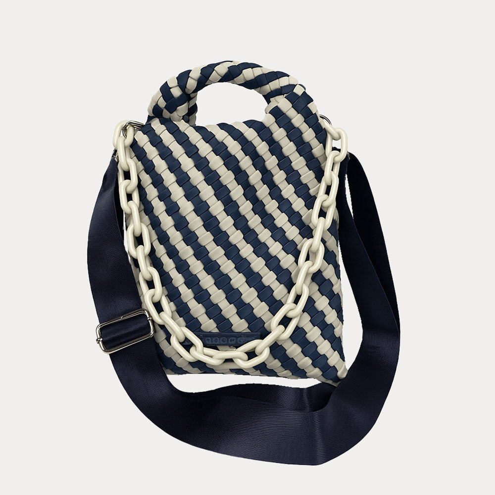 Ahdorned Handbags Black/Ecru Ahdorned Lola Woven Neoprene Crossbody Bag