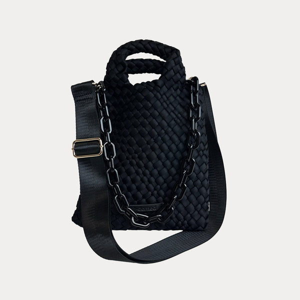 Ahdorned Handbags Black Ahdorned Lola Woven Neoprene Crossbody Bag