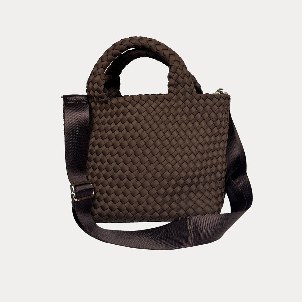 Ahdorned Handbags Chocolate Ahdorned Lucy Woven Neoprene Tote Bag