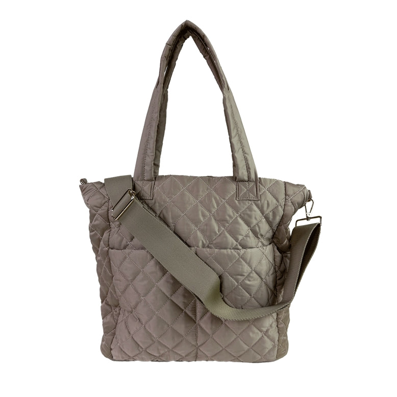 Ahdorned Handbags Beige Ahdorned Mabel Quilted Nylon Tote Assorted