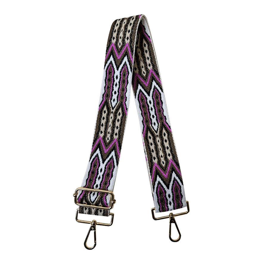 Ahdorned Handbags White/Brown/Pink-Gold Hardware Ahdorned Mayan Print Interchangeable Woven Bag Strap Assorted