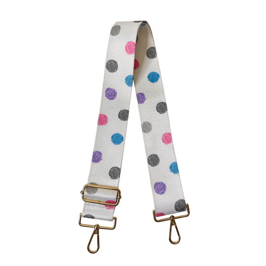 Ahdorned Handbags WHITE PASTEL-GOLD HARDWARE Ahdorned Polka Dot Interchangeable Printed Bag Strap Assorted