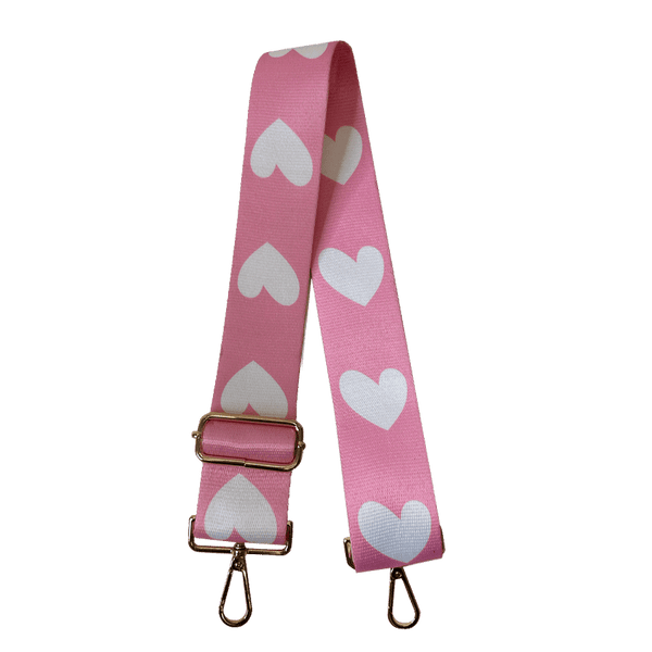 Ahdorned Handbags Pink/White-Gold Hardware Ahdorned Printed 2" Heart Bag Strap-ASSORTED