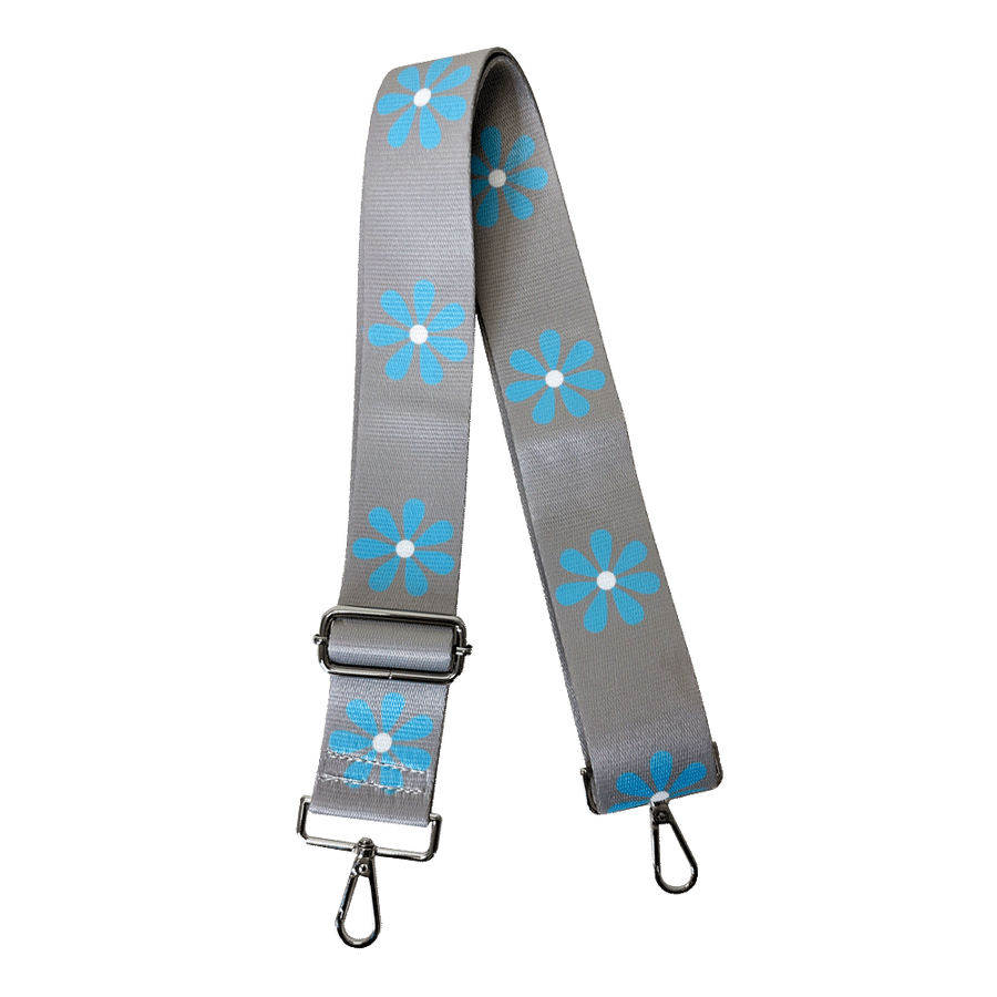 Ahdorned Handbags Grey/Lt Blue-Silver Hardware Ahdorned Printed Flower Interchangeable Bag Strap Assorted