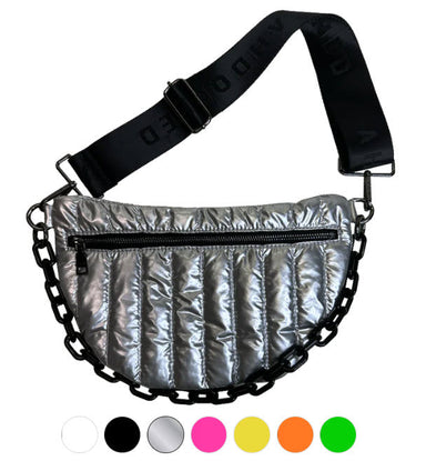 Ahdorned Handbags Ahdorned Reese Quilted Sling/Waist Bag w/Black Resin Chain & 2" Solid Black Adjustable Strap Assorted