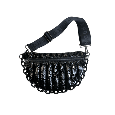 Ahdorned Handbags BLACK Ahdorned Reese Quilted Sling/Waist Bag w/Black Resin Chain & 2" Solid Black Adjustable Strap Assorted