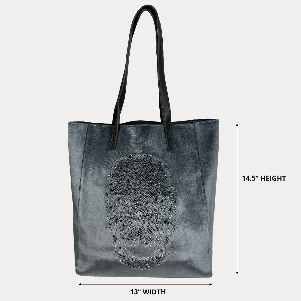Ahdorned Handbags Ahdorned Sophie Velour Skull Embossed Tote - Anniversary Collection