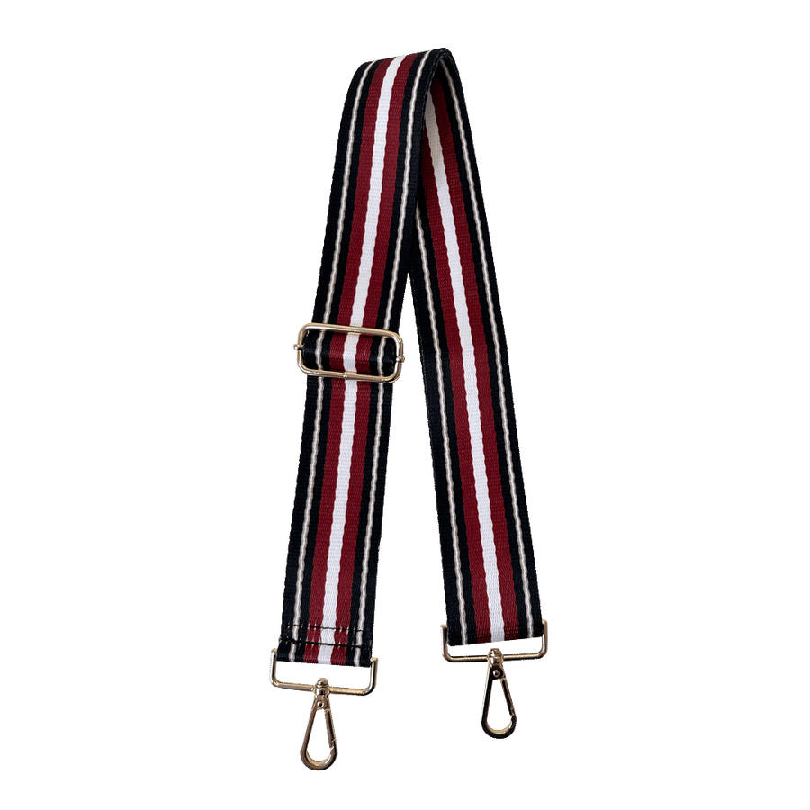 Ahdorned Handbags Black/Crimson/White-Gold Hardware Ahdorned Striped Interchangeable Woven Bag Strap Assorted
