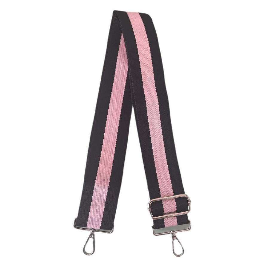 Ahdorned Handbags Black/Pink-Silver Hardware Ahdorned Striped Interchangeable Woven Bag Strap Assorted