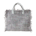 Ahdorned Handbags Grey Pastel Ahdorned Tori Fringe Tweed Tote w/Faux Leather Handles