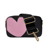 Ahdorned Handbags Black w/Pink Heart-Gold Hardware Ahsorned Jamie Heart Camera Bag w/Interchangeable Bag Strap Assorted