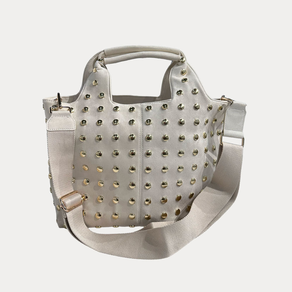 Ahdorned Handbags Blake Vegan Suede Studded Tote