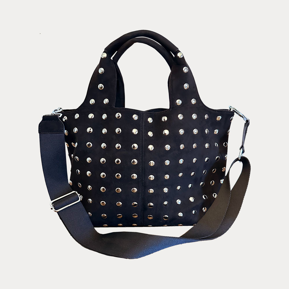 Ahdorned Handbags Blake Vegan Suede Studded Tote