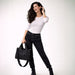 Ahdorned Handbags Black/Silver Studs Blake Vegan Suede Studded Tote