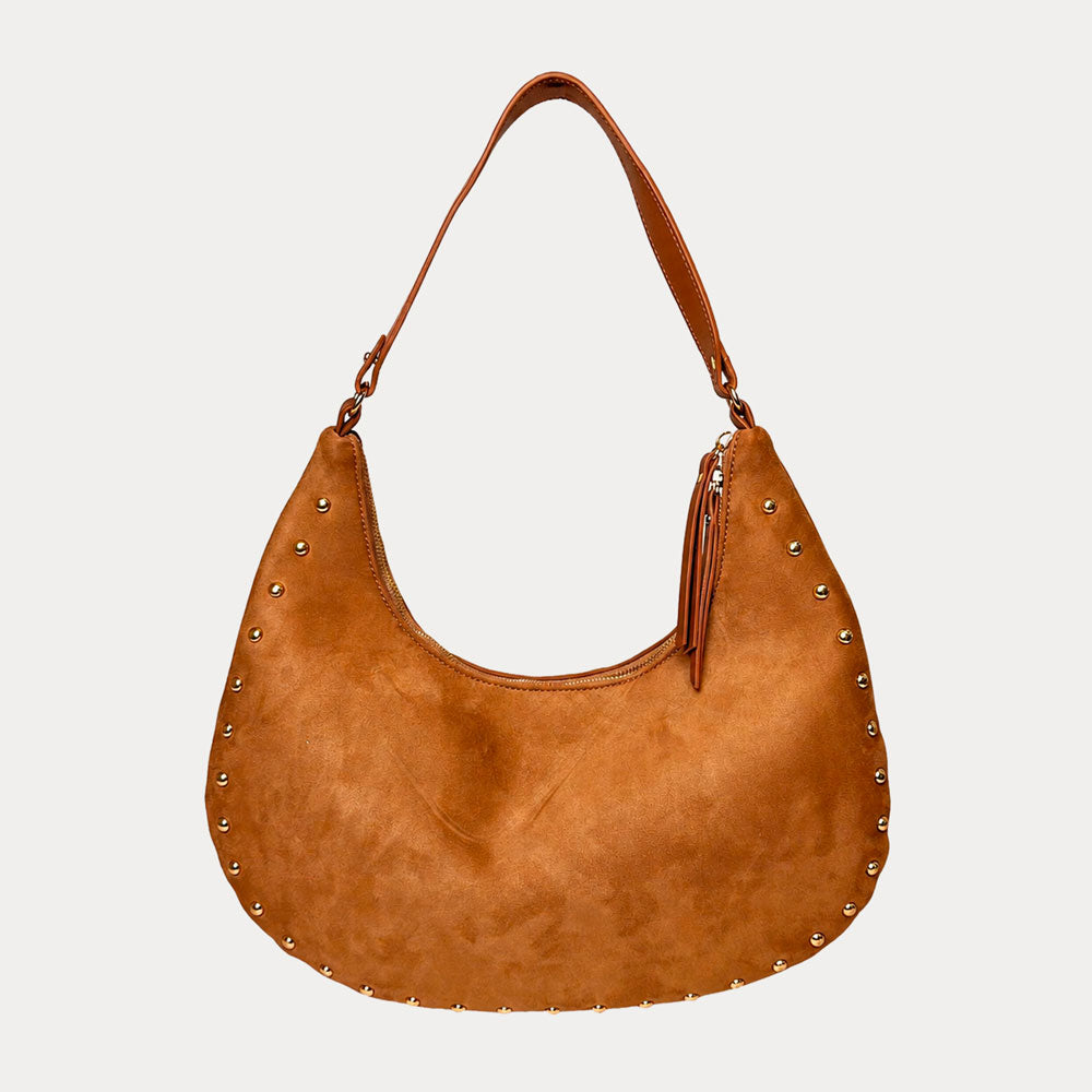 Ahdorned Handbags Brie Studded Suede Shoulder/Crossbody Bag