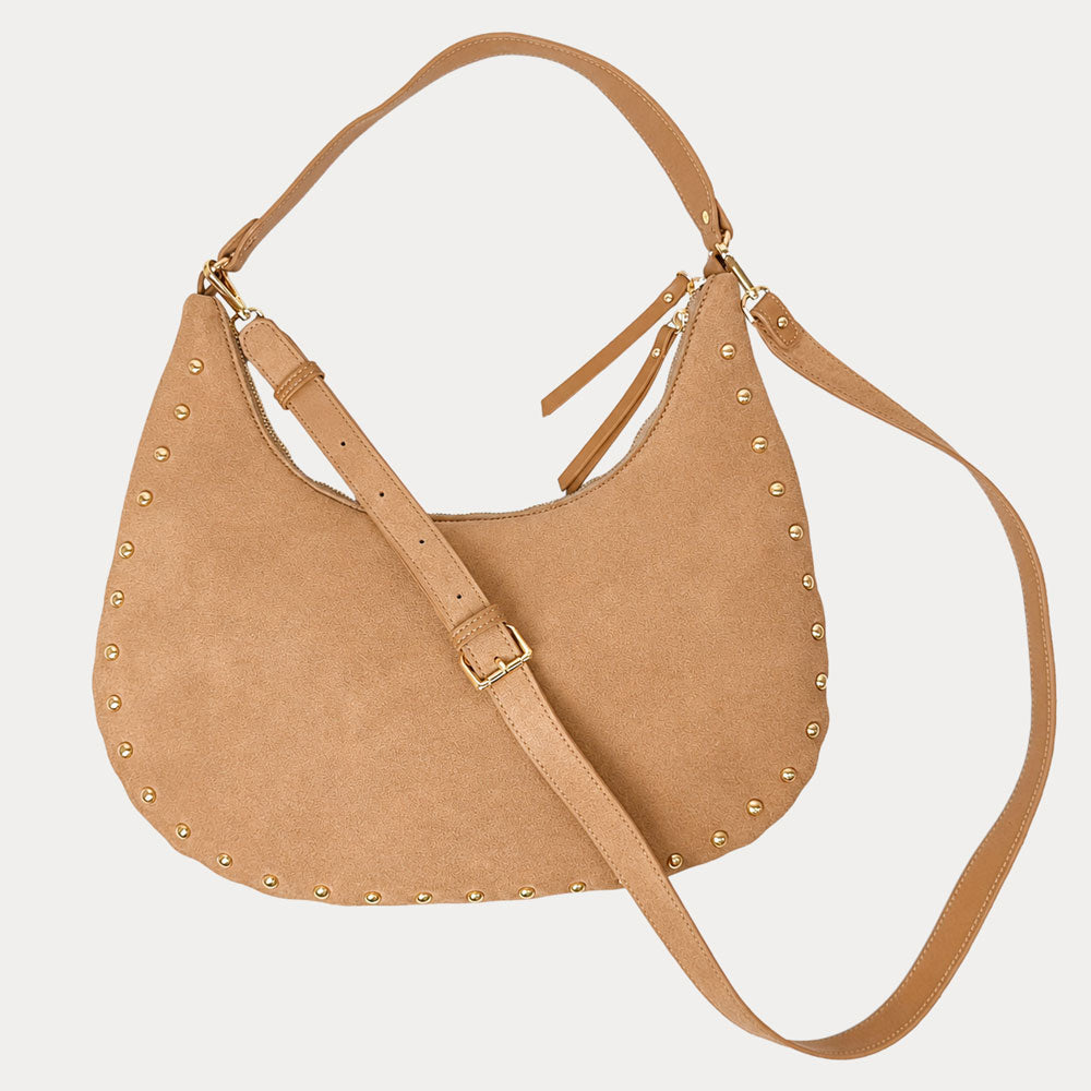 Ahdorned Handbags Brie Studded Suede Shoulder/Crossbody Bag