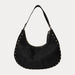 Ahdorned Handbags Black Brie Studded Suede Shoulder/Crossbody Bag