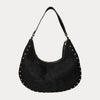 Ahdorned Handbags Black Brie Studded Suede Shoulder/Crossbody Bag