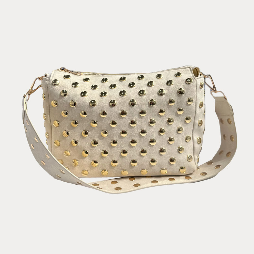 Ahdorned Handbags Brook Vegan Suede Studded Crossbody