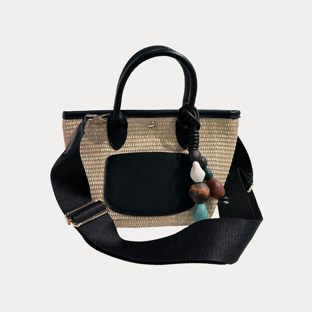 Ahdorned Handbags Black Carey Raffia Tote