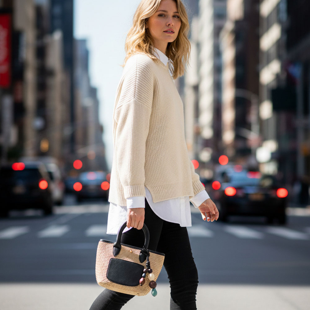 Ahdorned Handbags Carey Raffia Tote