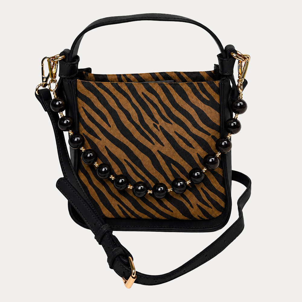 Ahdorned Handbags Zebra Carly Animal Printed Suede Crossbody