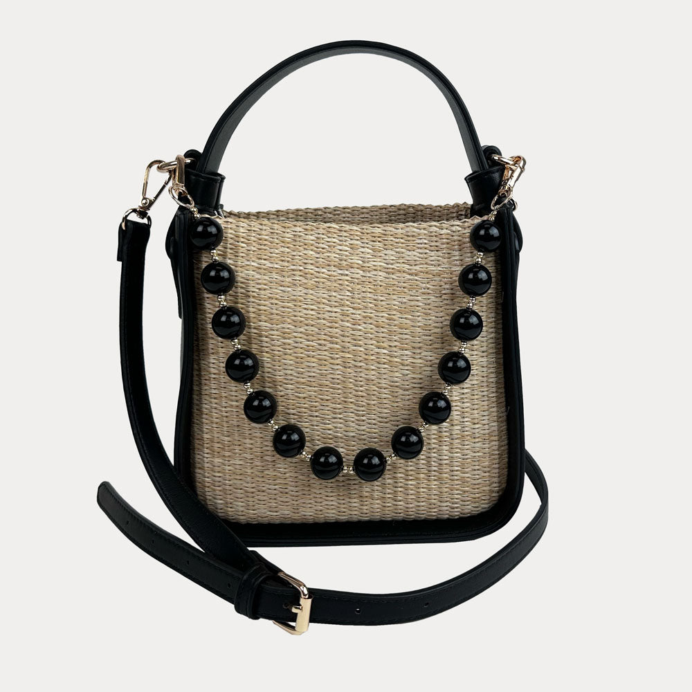 Ahdorned Handbags Black Carly Raffia Crossbody