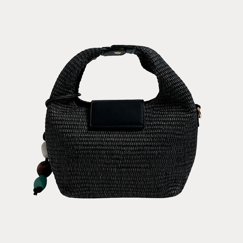 Ahdorned Handbags Black/Black Courtney Raffia Crossbody Bag