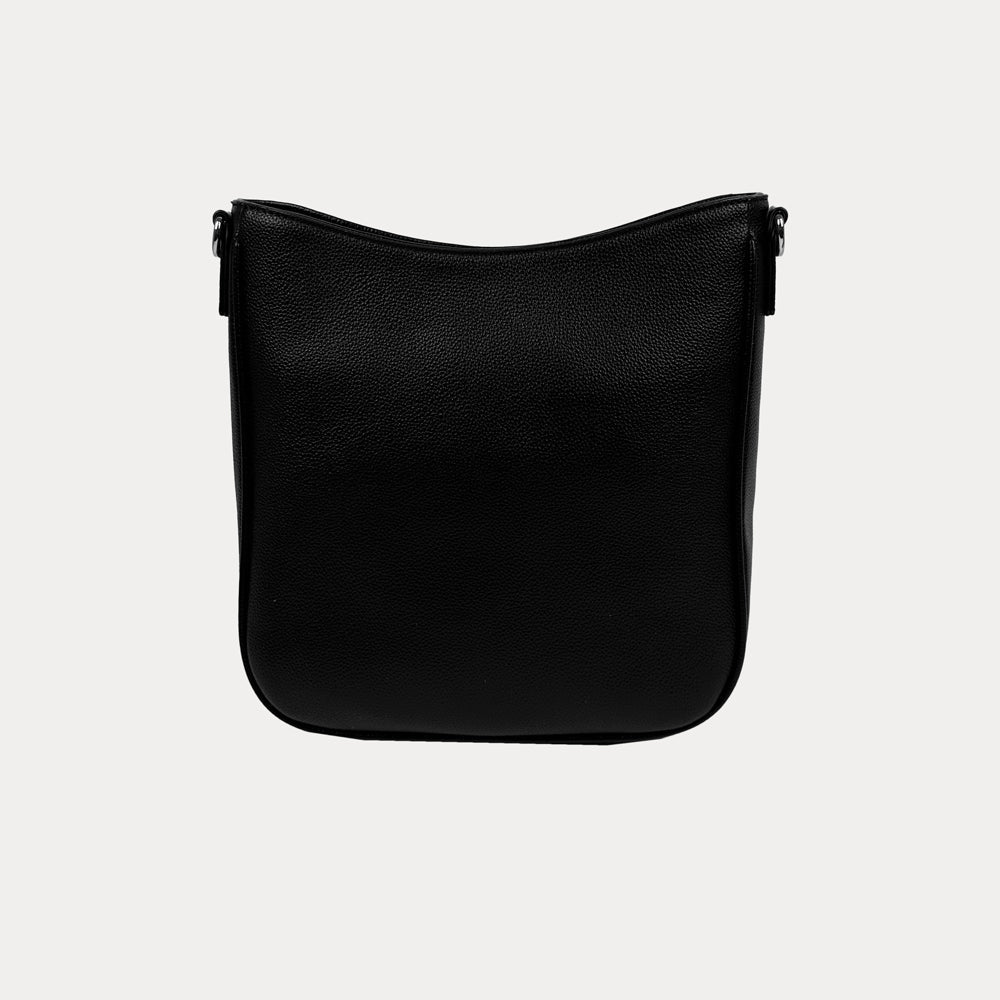 Ahdorned Handbags Black/Silver Grommets Madelyn Vegan Pebble Leather Crossbody Bag with Grommets
