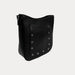 Ahdorned Handbags Black/Silver Grommets Madelyn Vegan Pebble Leather Crossbody Bag with Grommets