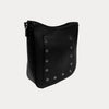 Ahdorned Handbags Black/Silver Grommets Madelyn Vegan Pebble Leather Crossbody Bag with Grommets