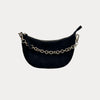 Ahdorned Handbags Mavis Crocodile-Embossed Vegan Suede Crescent Handbag