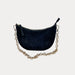 Ahdorned Handbags Mavis Crocodile-Embossed Vegan Suede Crescent Handbag