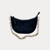 Ahdorned Handbags Mavis Crocodile-Embossed Vegan Suede Crescent Handbag