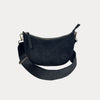 Ahdorned Handbags Mavis Crocodile-Embossed Vegan Suede Crescent Handbag
