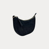 Ahdorned Handbags Mavis Crocodile-Embossed Vegan Suede Crescent Handbag