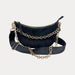 Ahdorned Handbags Mavis Crocodile-Embossed Vegan Suede Crescent Handbag