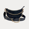 Ahdorned Handbags Mavis Crocodile-Embossed Vegan Suede Crescent Handbag
