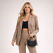 Ahdorned Handbags Mavis Crocodile-Embossed Vegan Suede Crescent Handbag