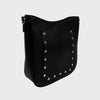 Ahdorned Handbags Black/Silver Studs Maxine Studded Vegan Pebble Leather Messenger