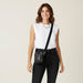 Ahdorned Handbags Black/Silver Studs Maya Studded Vegan Pebble Leather Crossbody Bag