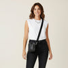 Ahdorned Handbags Black/Silver Studs Maya Studded Vegan Pebble Leather Crossbody Bag