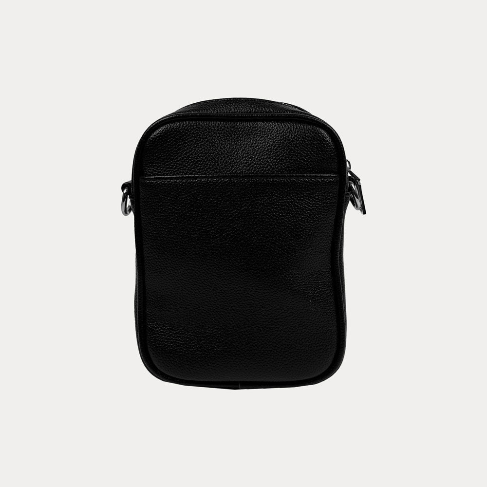 Ahdorned Handbags Black/Silver Studs Maya Studded Vegan Pebble Leather Crossbody Bag